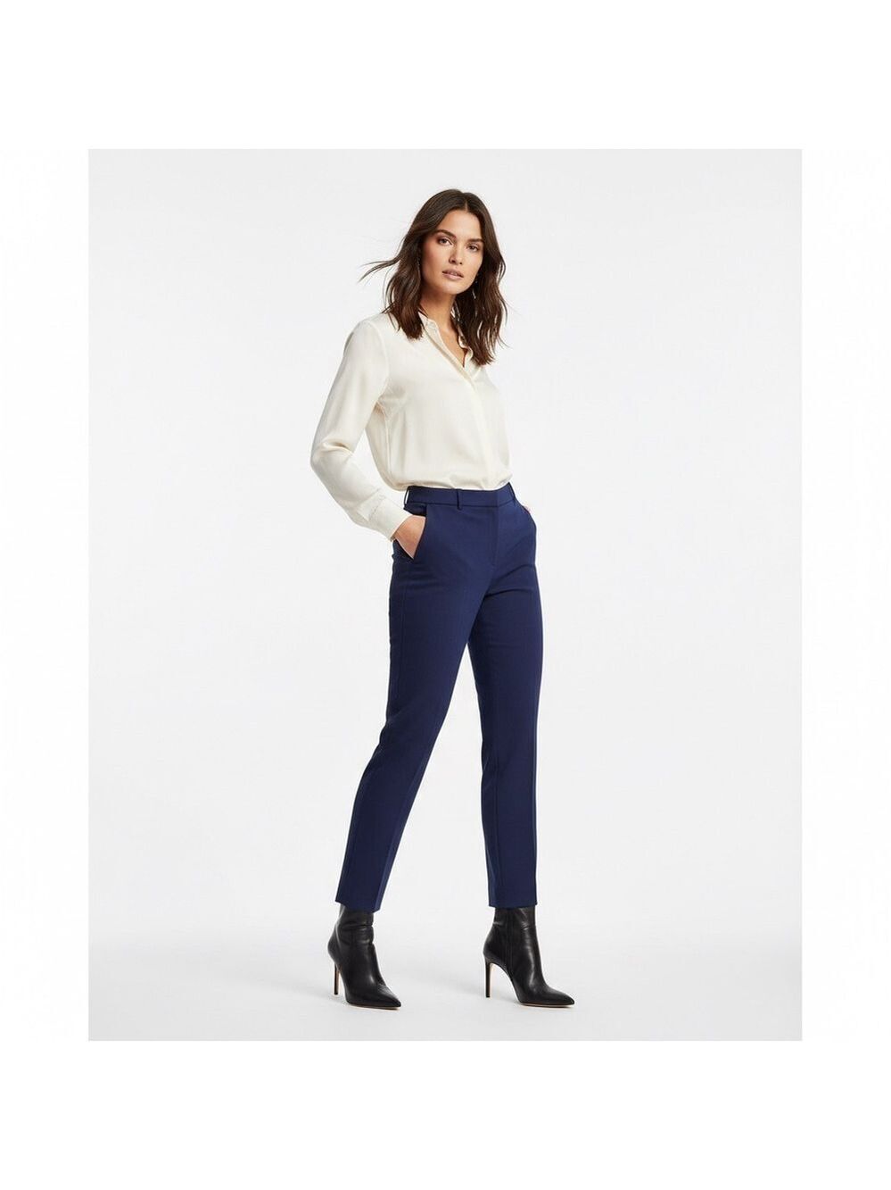 Talbots Hampshire size 14 W blend navy ankle length dress pants NWT